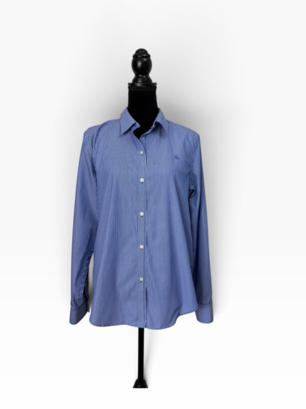 Lauren Ralph Lauren classic non-iron blue striped button down shirt top large